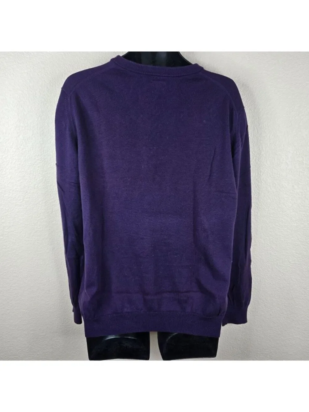 Psycho Bunny Mens Purple V-Neck Sweater Size L 100% Pima Cotton